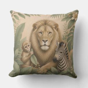 Botanical Safari Lion Pillow