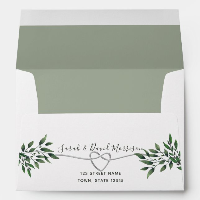 Botanical Sage Green Return Address Envelope (Back (Bottom))