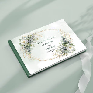 Botanical Sage Green Watercolor Wedding Guest Book