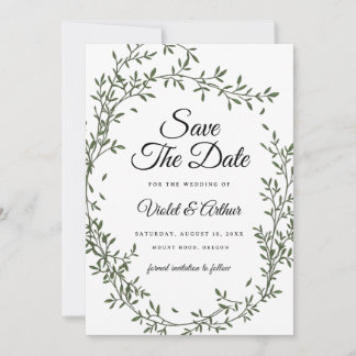 Botanical Sage Wreath Wedding Save The Date Invitation