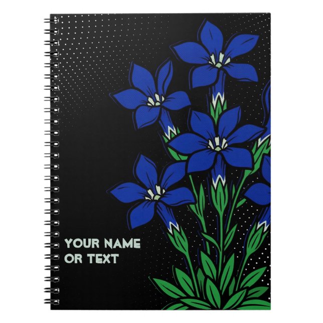 Botanical Sapphire: The Spring Gentian Pop Art Notebook (Front)