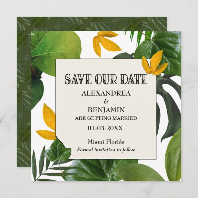 Botanical Save The Date Tropical Palms (Front/Back)