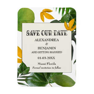 Botanical Save The Date Tropical Palms Magnet