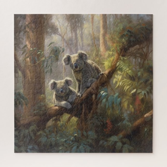 Botanical scene curious koalas in eucalyptus tree  jigsaw puzzle (Vertical)