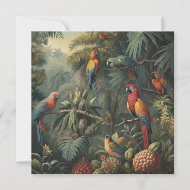 Botanical scene of parrots and pineapples  (Front)