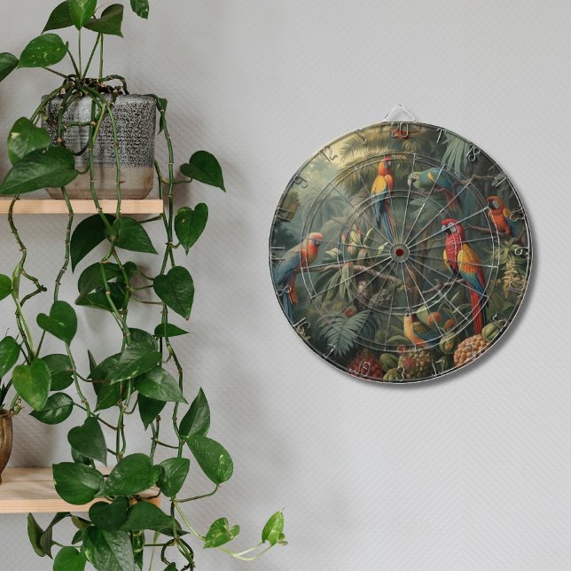 Botanical scene of parrots and pineapples  dartboard (Creator Uploaded)