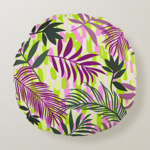 Botanical seamless pattern mixed with geometric sh round pillow