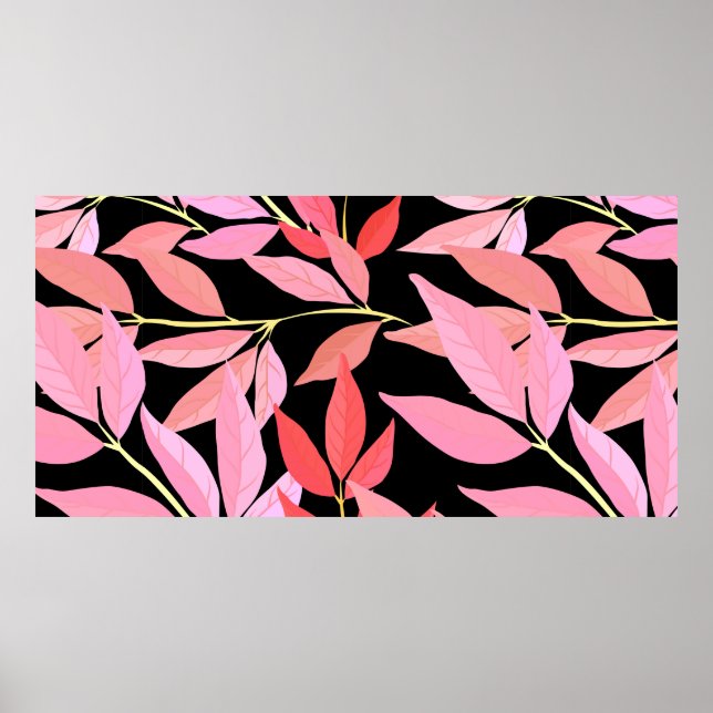 Botanical seamless pattern with leaves. Bright sum Poster (Front)
