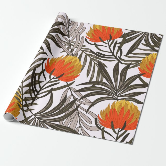 Botanical seamless tropical pattern with bright pl wrapping paper (Unrolled)