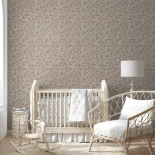 Botanical Serenade XL dusky flowers and leaves Wallpaper