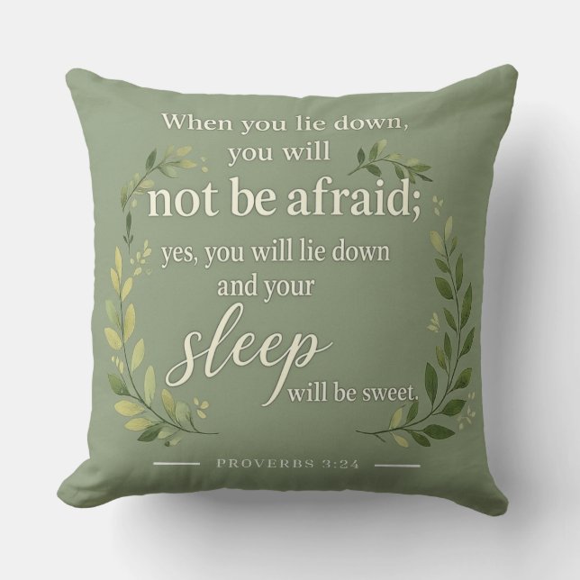 Botanical Serenity - Proverbs 3:24 Throw Pillow (Front)