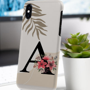 Botanical Shape Boho Retro With Name 1st Capital A iPhone 16 Case