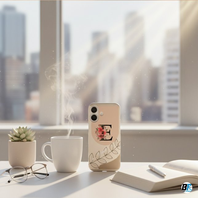 Botanical Shape Boho Retro With Name 1st Capital E Case-Mate iPhone Case (Creator Uploaded)