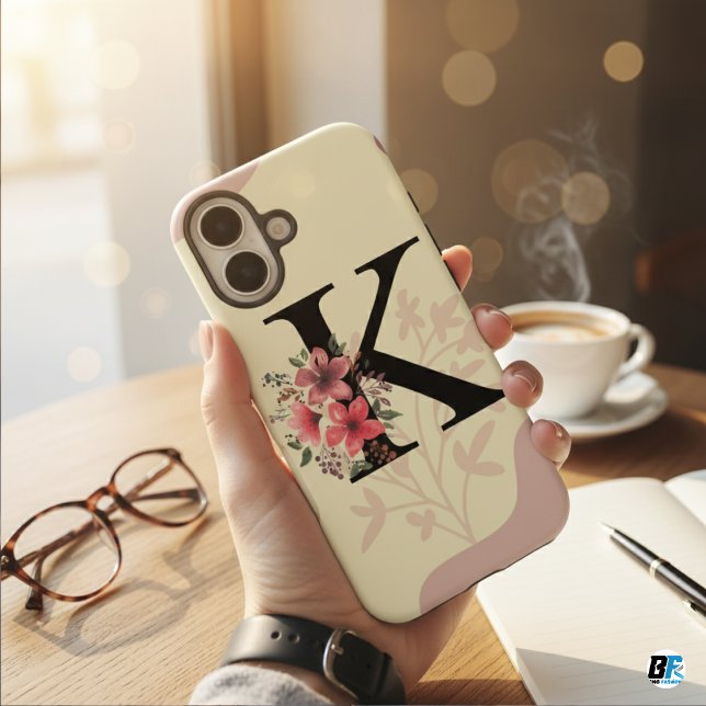 Botanical Shape Boho Retro With Name 1st Capital K Case-Mate iPhone Case (Creator Uploaded)
