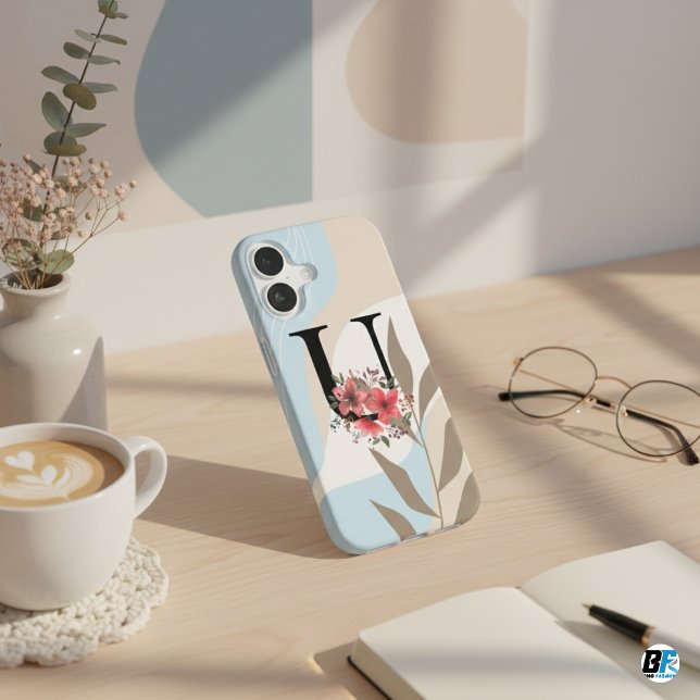 Botanical Shape Boho Retro With Name 1st Capital U iPhone 16 Case (Creator Uploaded)