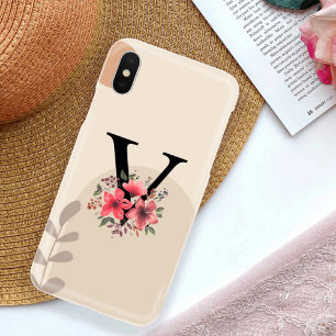 Botanical Shape Boho Retro With Name 1st Capital V iPhone 16 Case