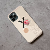 Botanical Shape Boho Retro With Name 1st Capital X