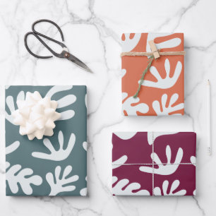 Botanical Shapes Boho Matisse Cutout Pattern Wrapping Paper Sheet