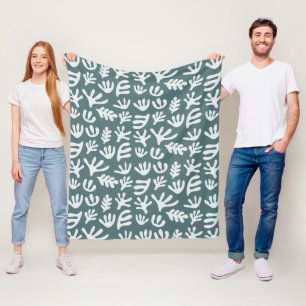 Botanical Shapes Matisse Cutout Pattern Fleece Bla Blanket