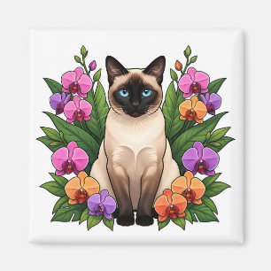 botanical siamese cat magnet