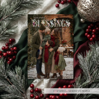 Botanical Silver Blessings Photo Pop Holiday TMF26 Card