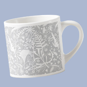 Botanical Silver Grey Floral Espresso Cup