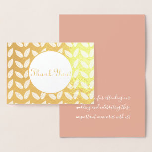Botanical Simple Leaf Wedding Thank You Foil Card