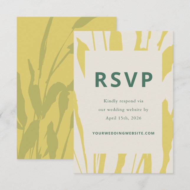 Botanical Sketch Citrus Wedding RSVP Card (Devant / Derrière)