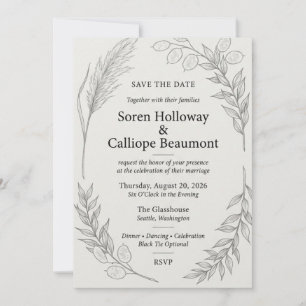 Botanical Sketch Save the Date Card Elegant