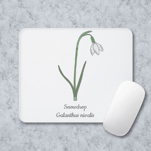 Botanical Snowdrop Pastel Flower  Mouse Pad