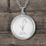 Botanical Snowdrop Pastel Flower Necklace<br><div class="desc">A Necklace with a Botanical Snowdrop Flower illustration in Pastel colours and a customizable text: perfect for a birthday gift. It's the January birth flower and the flower of Capricorn.</div>