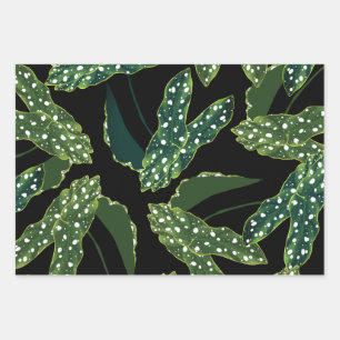 Botanical Spotted Begonia Leaves Wrapping Paper Sheet