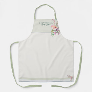 Botanical Spring Floral Watercolor  Apron