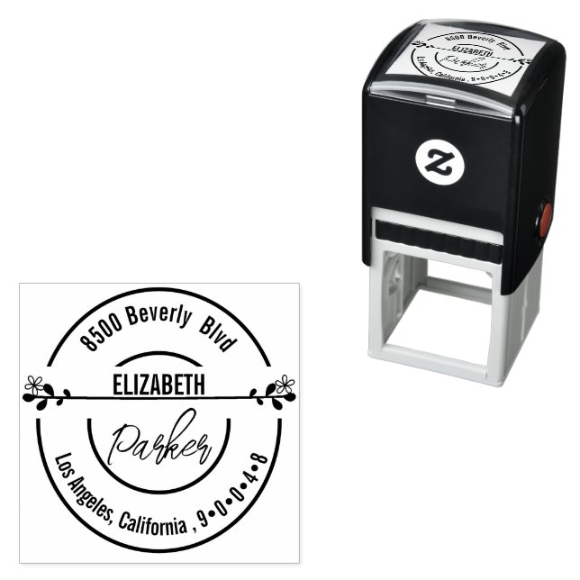 Botanical Stamp | Round Return Address Self-inking (In Situ)