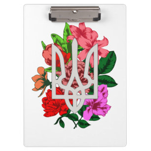 Botanical still and Ukrainian trident tryzub Clipboard