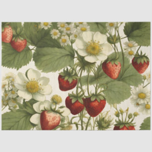 Botanical Strawberry Flower  Tissue Paper