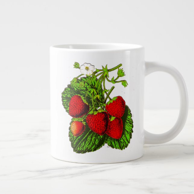 Botanical Strawberry Illustration  Large Coffee Mug (Right)