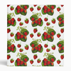 Botanical Strawberry Illustration Print on White  Binder