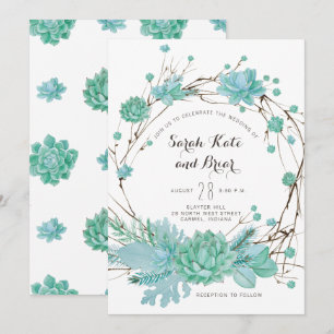 Botanical Succulent Green Wedding Invitation