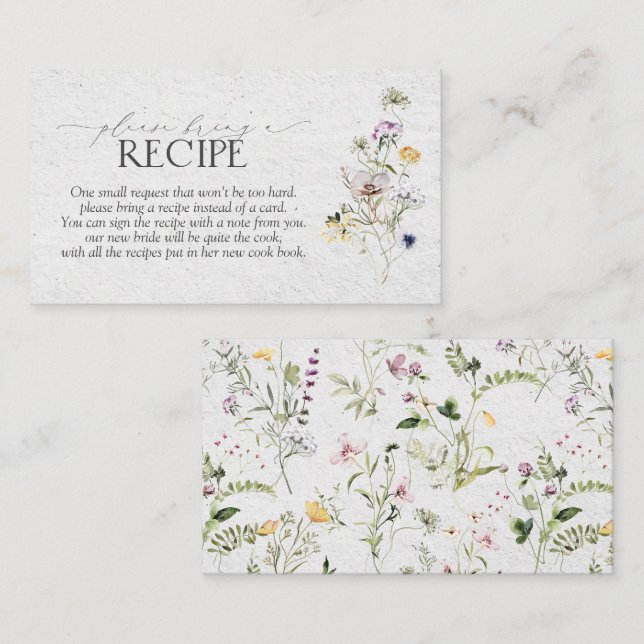 Botanical Summer Wildflowers Please Bring A Recipe Enclosure Card (Front/Back)