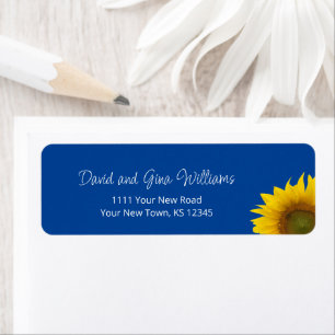 Botanical Sunflower Blue Return Address