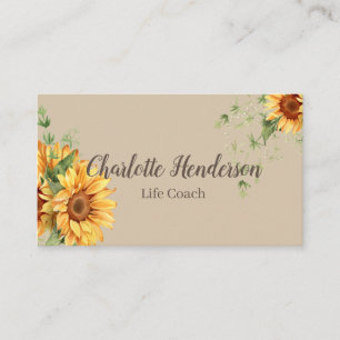Botanical Sunflower Life Coach Wellness Business Card