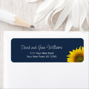 Botanical Sunflower Navy Blue Return Address