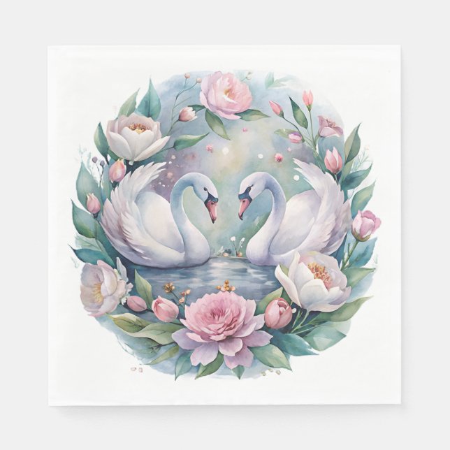 Botanical Swan Napkins (Front)