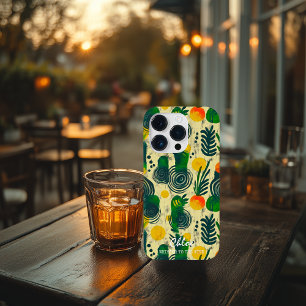 Botanical Swirls and Leaves with Custom Name Case-Mate iPhone 14 Pro Case