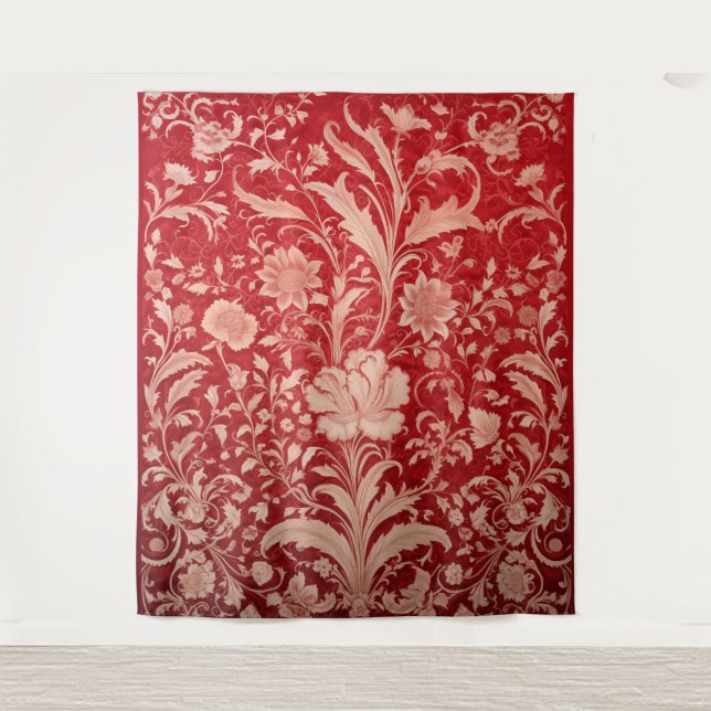 Botanical Tapestry - Golden Floral on Red (Front)