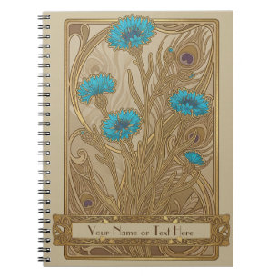 Botanical Tapestry: The Blue Cornflower Art Nouvea Notebook
