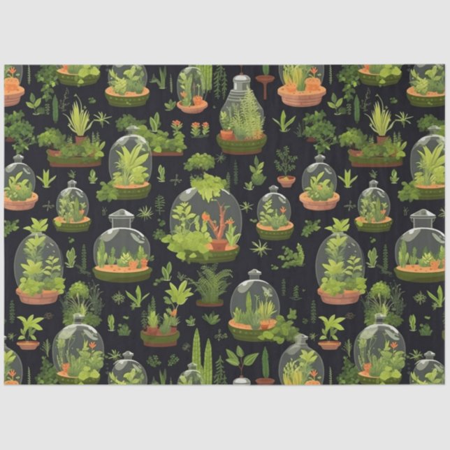 Botanical Terrariums on Black Tissue Paper (Front)