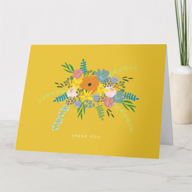 Botanical Thank You Card - Yellow (Front)