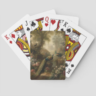 Botanical: three peacocks in English garden  Playing Cards